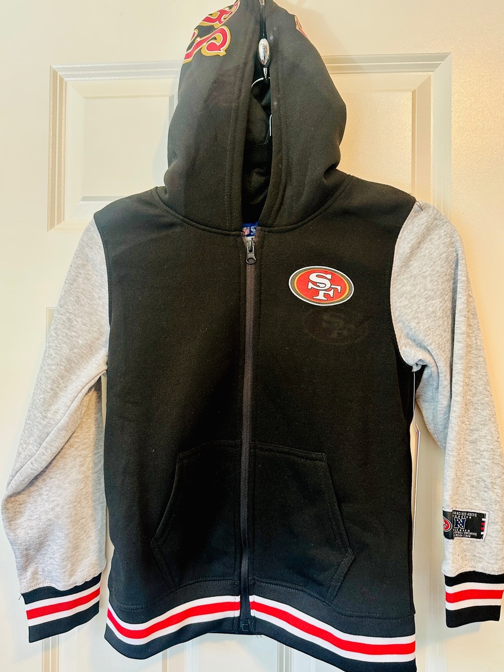 San Francisco 49ers Full Zip Hoodie Sweatshirt Jacket Unisex Kids Size 8 NEW TAG